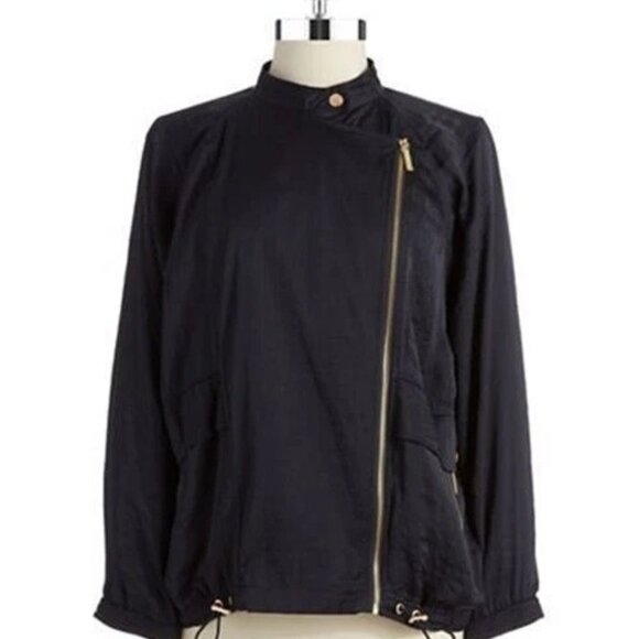 MICHAEL KORS Asymmetrical Oversized Zipper Front NAVY Jacket ( LARGE ) NWT  $160 - Picture 4 of 7
